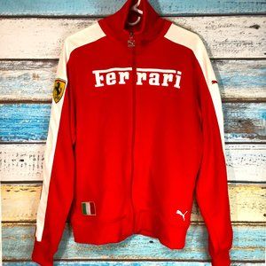 Puma Scuderia Ferrari Full Zipper Red & White Jacket Mens Size Large NICE!